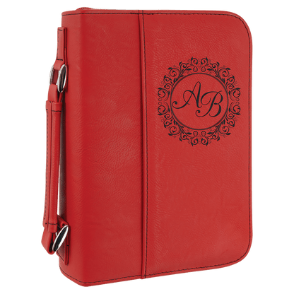 Red 6 3/4" x 9 1/4" Leatherette Book/Bible Cover with Handle & Zipper