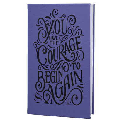 Purple/Black 5 1/4" x 8 1/4" Laserable Leatherette Journal with Lined Notepad