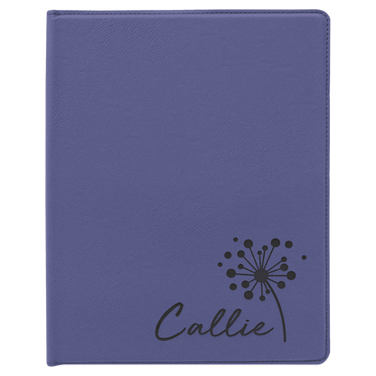 Purple 9 1/2" x 12" Laserable Leatherette Portfolio with Notepad