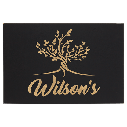 Black/Gold 12" x 18" Laserable Leatherette Wall Decor with Sawtooth Hanger