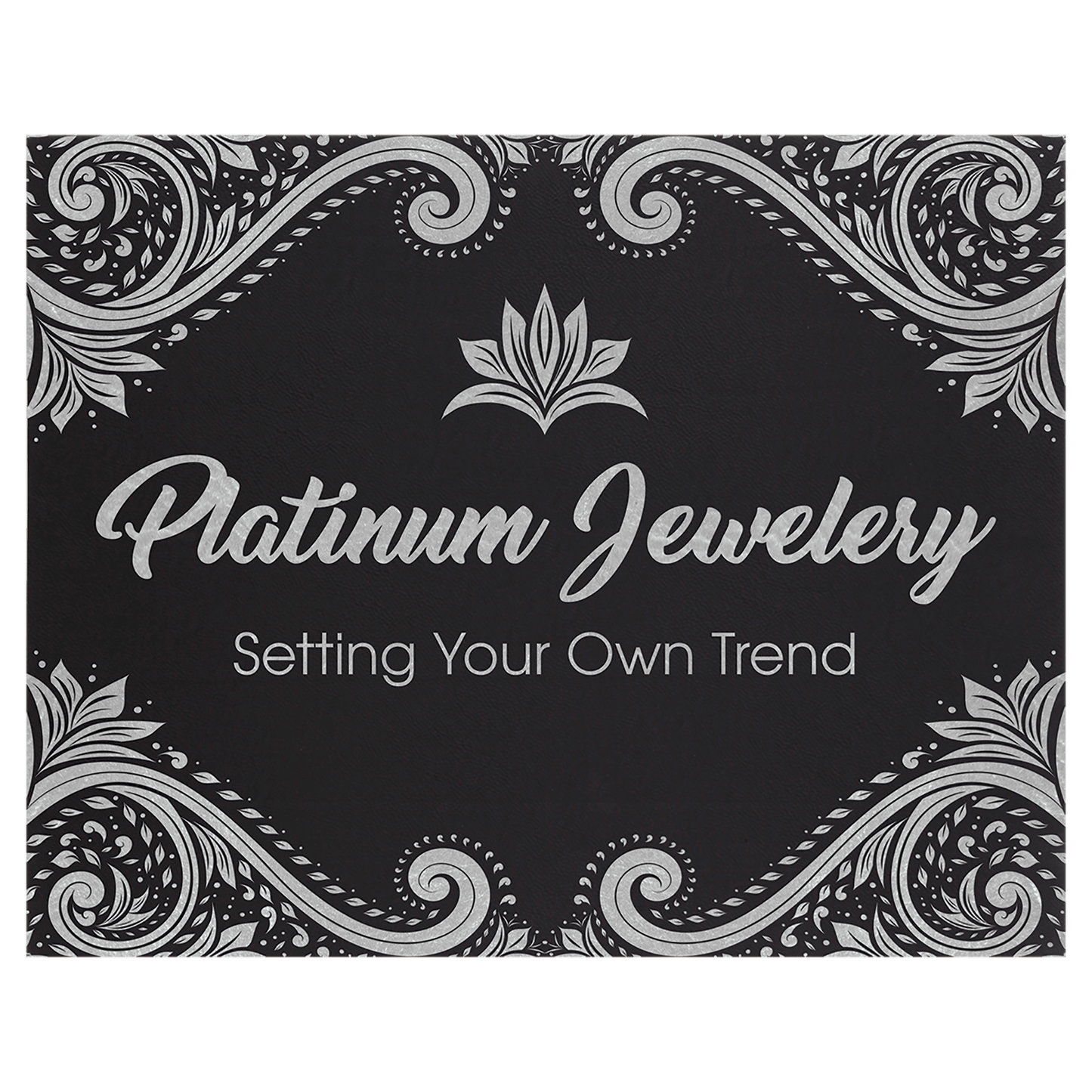 Black/Silver 12" x 18" Laserable Leatherette Wall Decor with Sawtooth Hanger