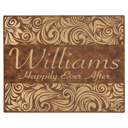 Rustic/Gold 16" x 20" Laserable Leatherette Wall Decor with Sawtooth Hanger