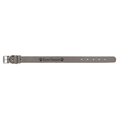 Gray Small 15" x 3/4" Laserable Leatherette Dog Collar