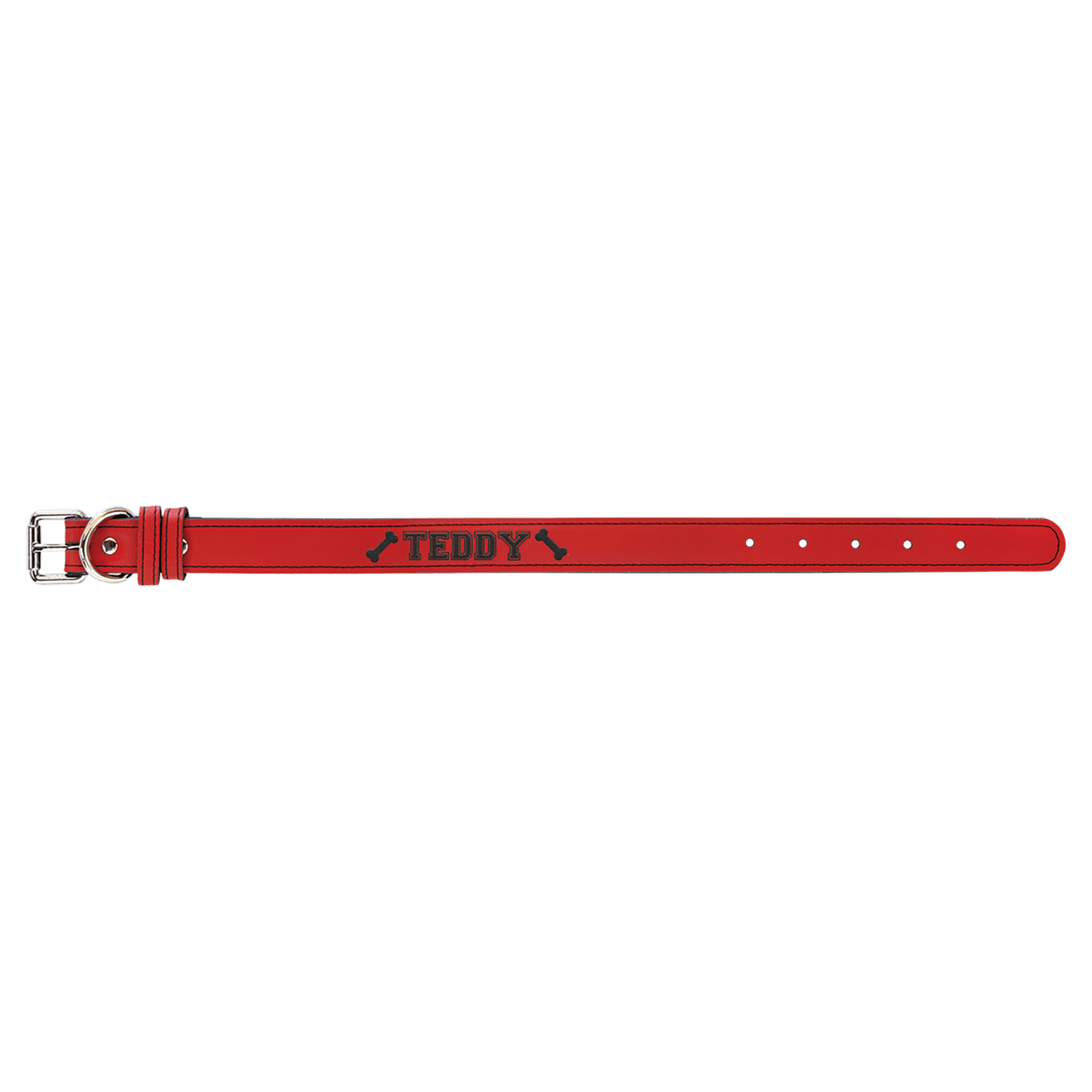Red Small 15" x 3/4" Laserable Leatherette Dog Collar