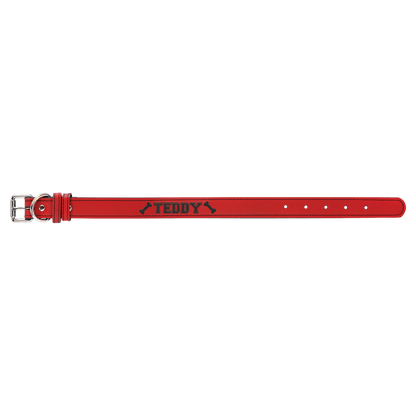 Red Small 15" x 3/4" Laserable Leatherette Dog Collar