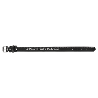 Black/Silver Medium 19" x 1" Laserable Leatherette Dog Collar