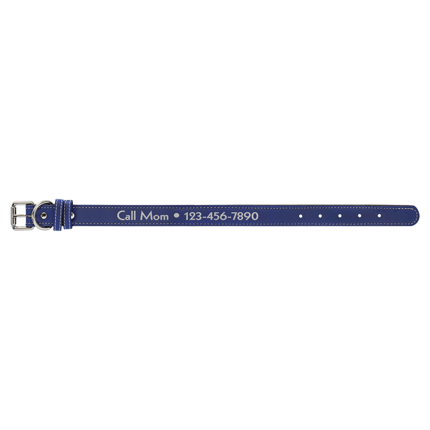 Blue/Silver Medium 19" x 1" Laserable Leatherette Dog Collar