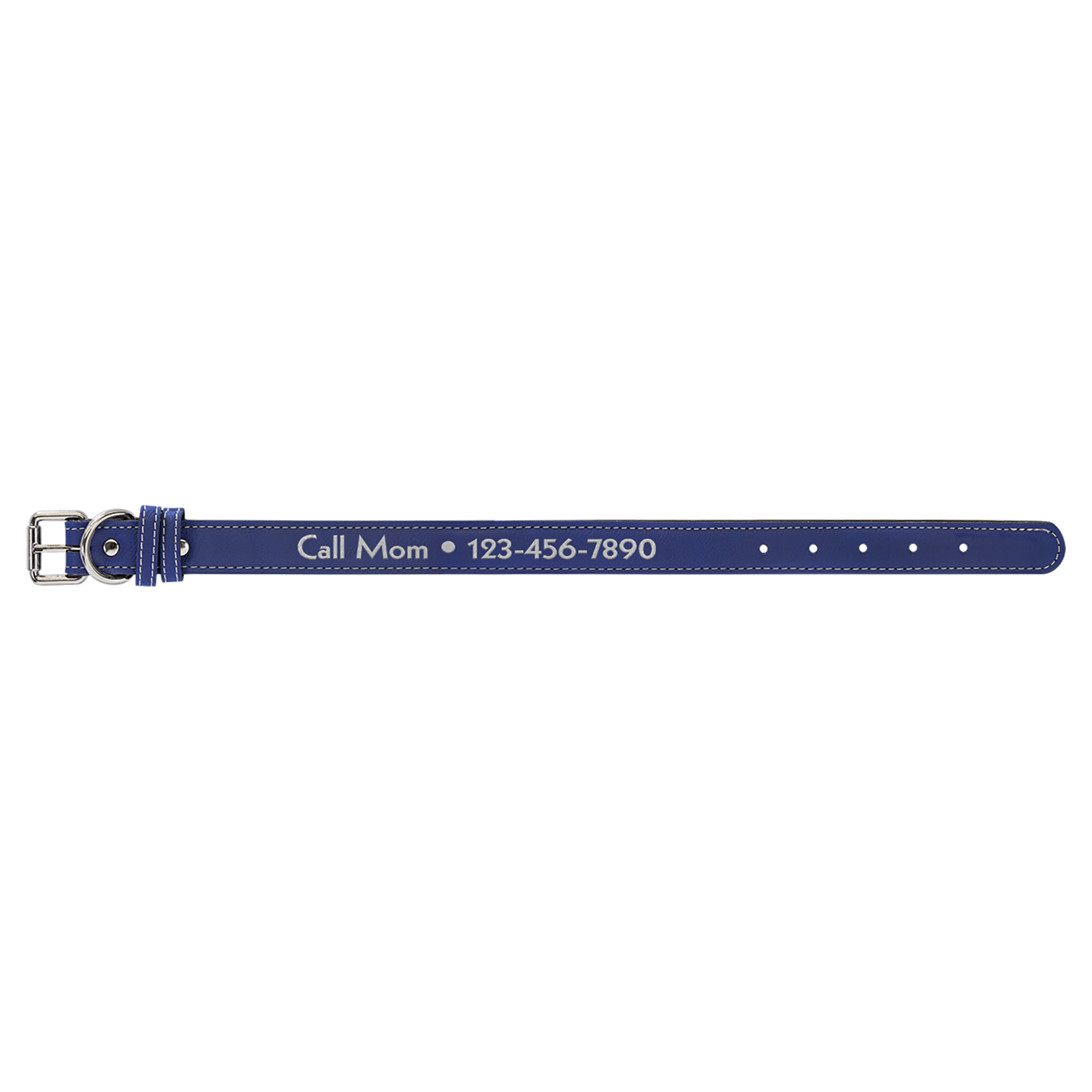 Blue/Silver Medium 19" x 1" Laserable Leatherette Dog Collar