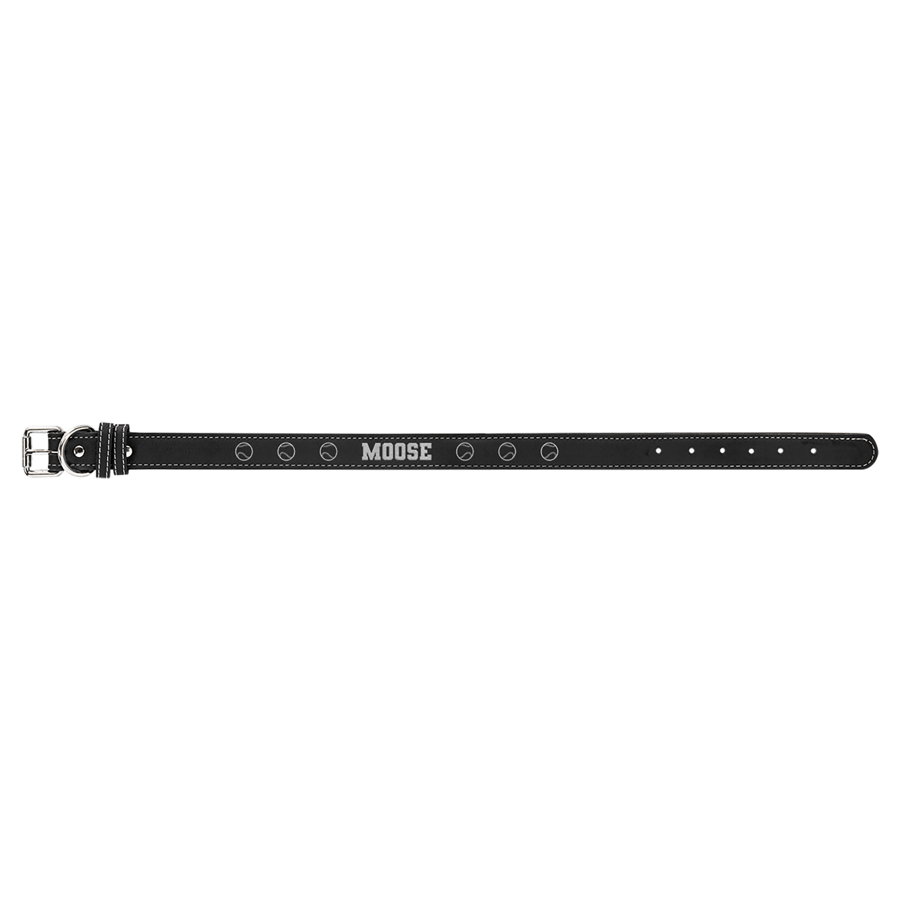 Black/Silver Extra Large 27" x 1 1/4" Laserable Leatherette Dog Collar