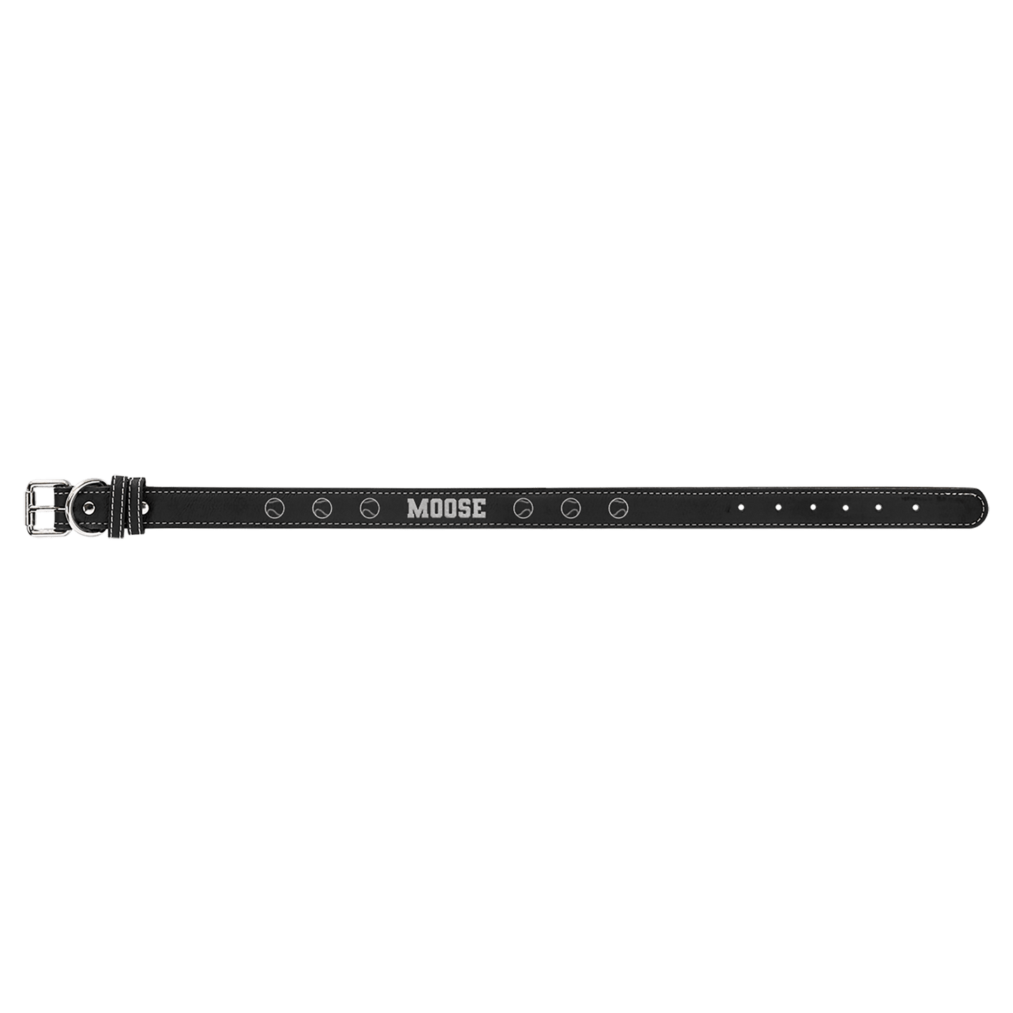 Black/Silver Extra Large 27" x 1 1/4" Laserable Leatherette Dog Collar