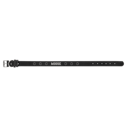 Black/Silver Extra Large 27" x 1 1/4" Laserable Leatherette Dog Collar