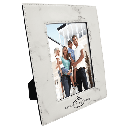 White Marble 5" x 7" Laserable Leatherette Photo Frame