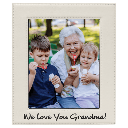 White 8" x 10" Laserable Leatherette Photo Frame
