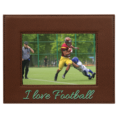 Football 5" x 7" Laserable Leatherette Photo Frame