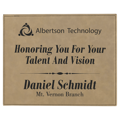 Light Brown 10 1/2" x 13" Laserable Leatherette Plaque
