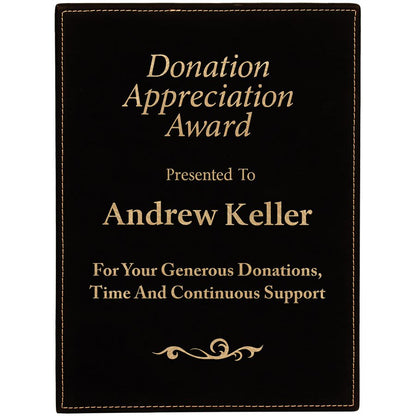 Black/Gold 9" x 12" Laserable Leatherette Plaque