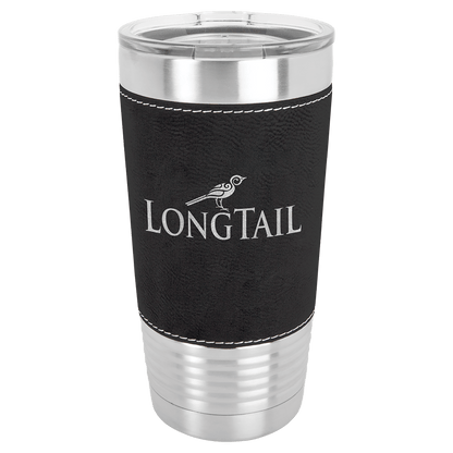 Black/Silver Laserable Leatherette Tumbler with Clear Polar Camel 20 oz. Lid