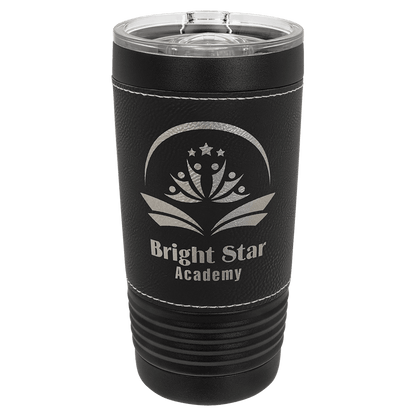 Black with Black/Silver Polar Camel 20 oz. Leatherette Tumbler with Slider Lid