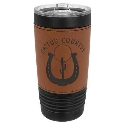 Black with Rawhide Polar Camel 20 oz. Leatherette Tumbler with Slider Lid