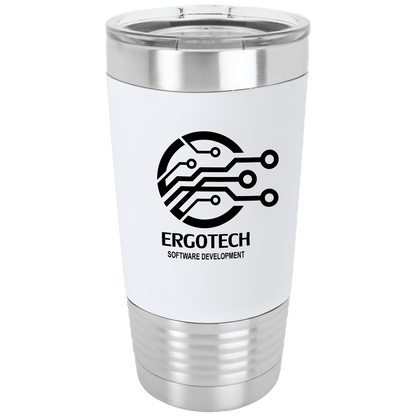 White/Black Tumbler with Silicone Grip and Clear 20 oz. Polar Camel Lid