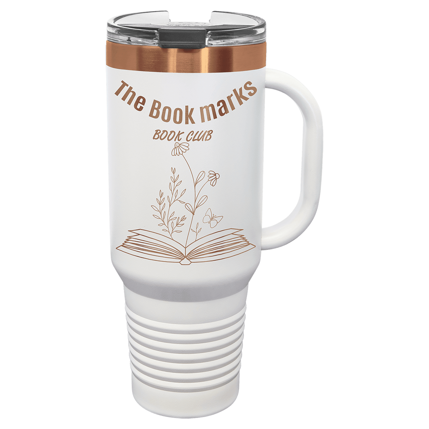White/Rose Gold Polar Camel 40 oz. Travel Mug with Handle & Straw