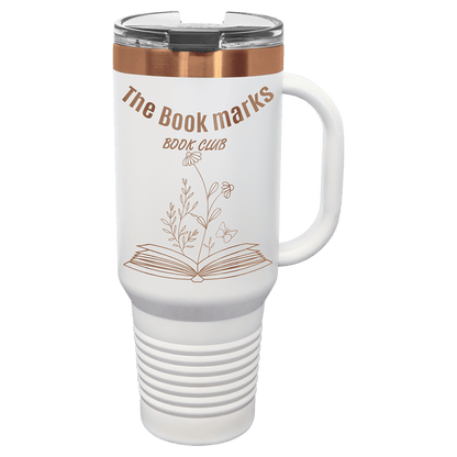 White/Rose Gold Polar Camel 40 oz. Travel Mug with Handle & Straw