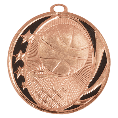 Bright Bronze 2" Basketball Laserable MidNite Star Medal
