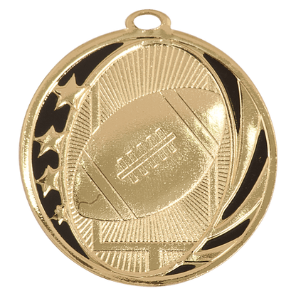 Bright Gold 2" Football Laserable MidNite Star Medal