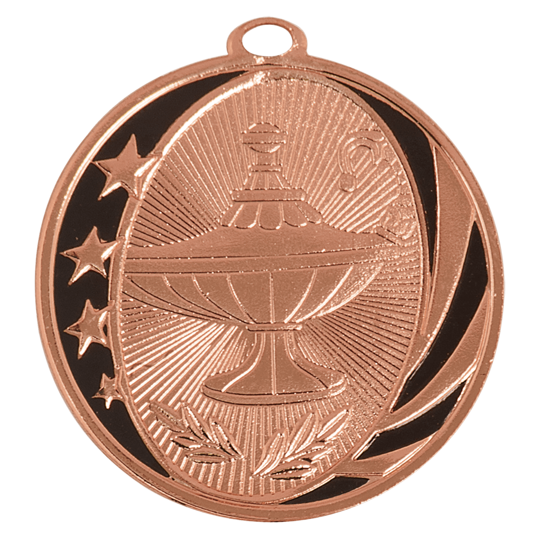 Bright Bronze 2" Lamp of Knowledge Laserable MidNite Star Medal