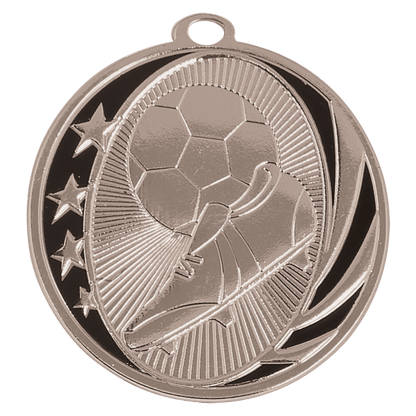 Bright Silver 2" Soccer Laserable MidNite Star Medal