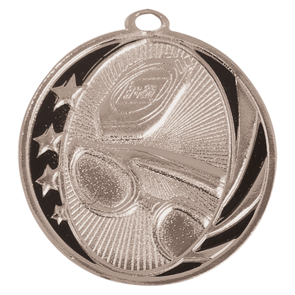 Bright Silver 2" Swimming Laserable MidNite Star Medal