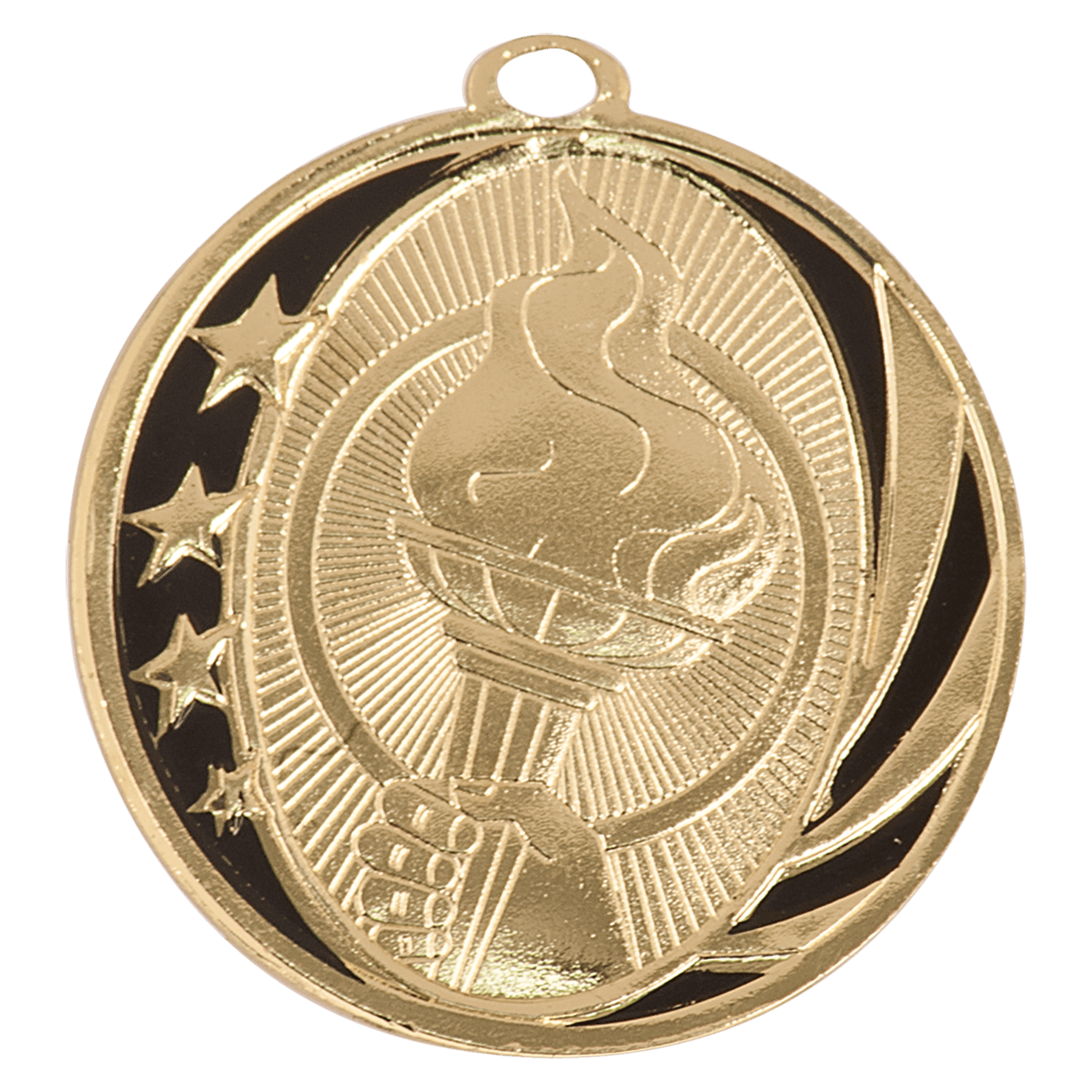 Bright Gold 2" Torch Laserable MidNite Star Medal
