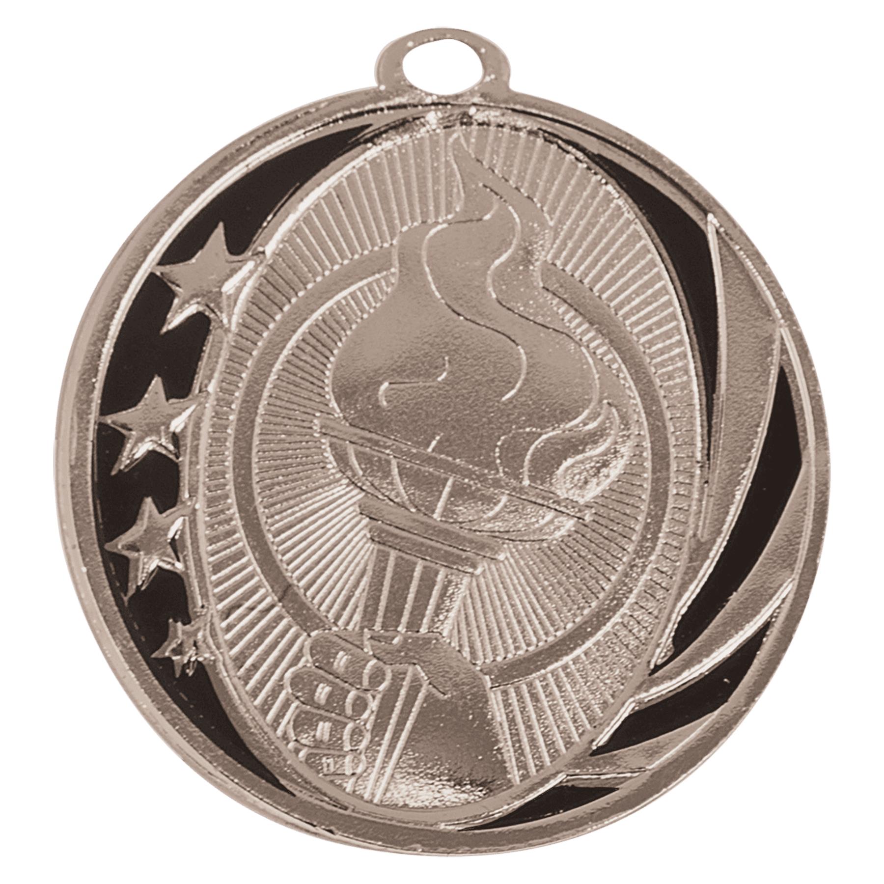 Bright Silver 2" Torch Laserable MidNite Star Medal