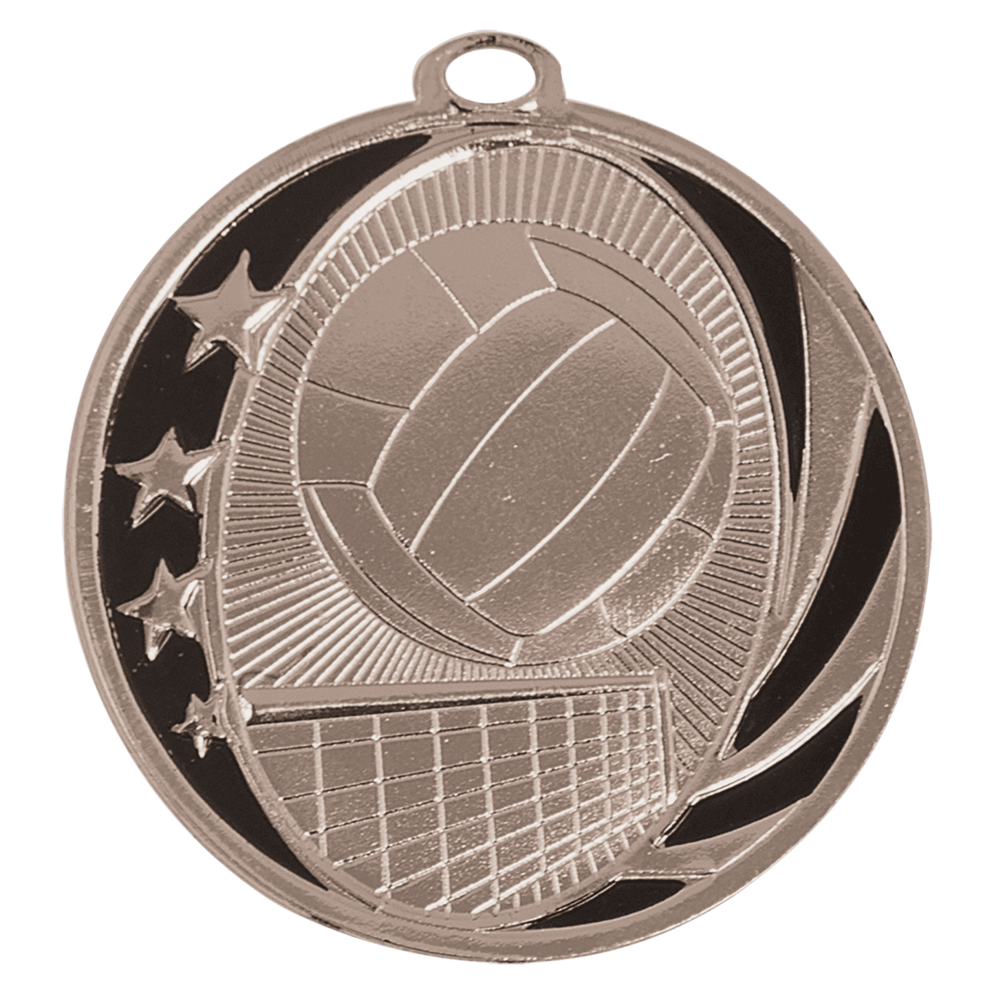 Bright Silver 2" Volleyball Laserable MidNite Star Medal
