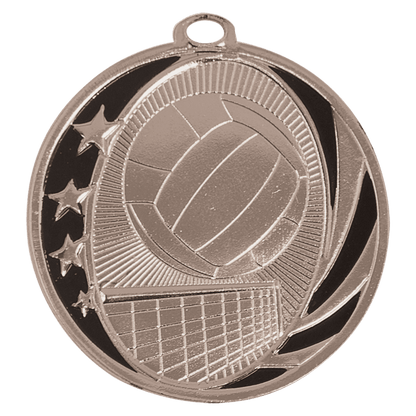 Bright Silver 2" Volleyball Laserable MidNite Star Medal