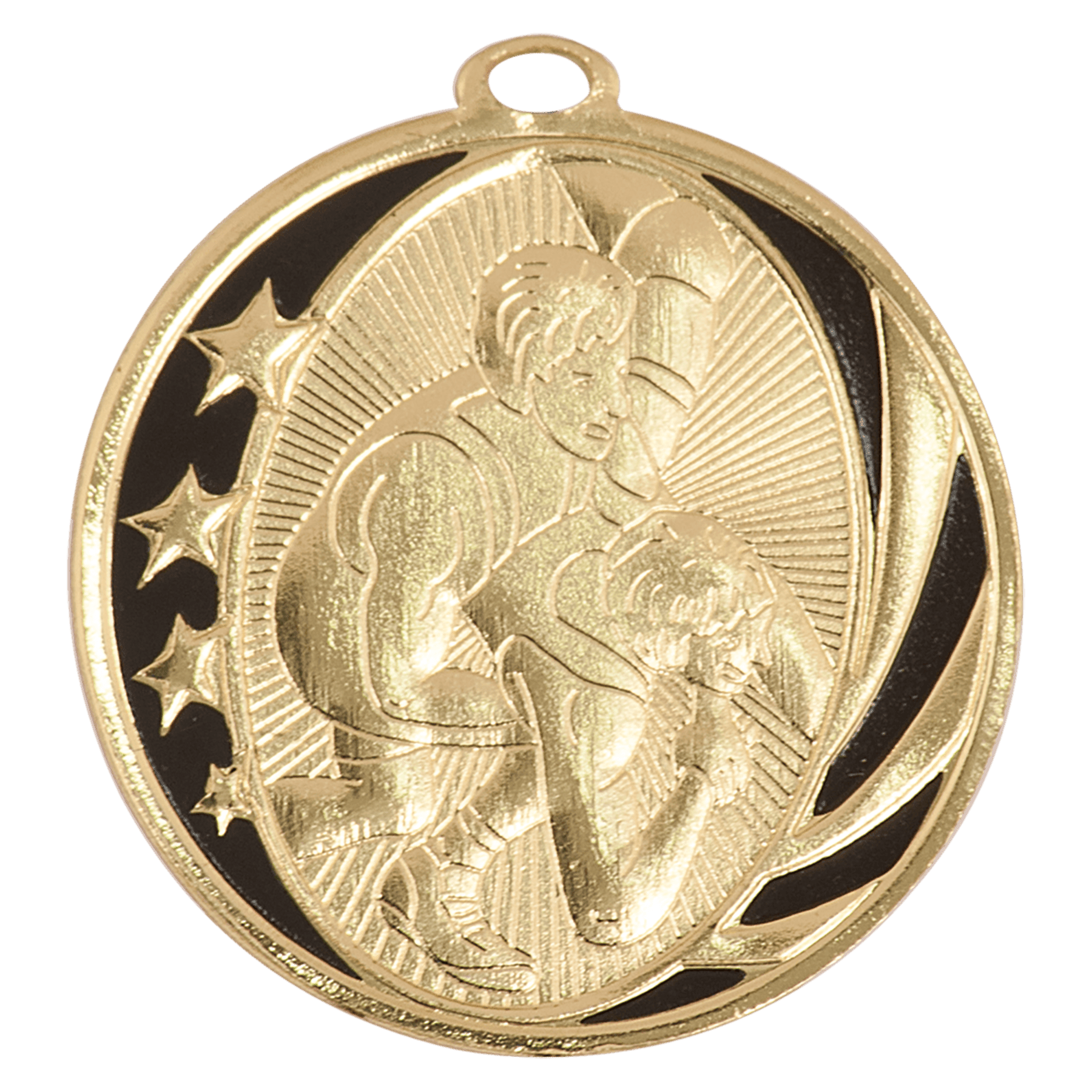Bright Gold 2" Wrestling Laserable MidNite Star Medal