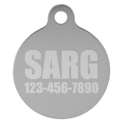 Silver 1" Laserable Anodized Aluminum Round Pet Tag with Tab