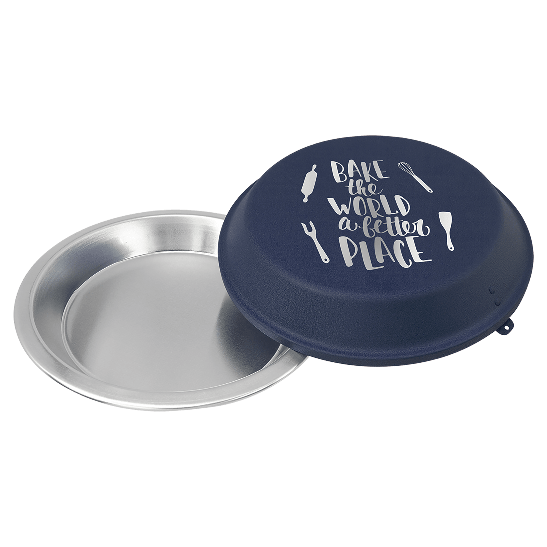 Navy Blue 9" Aluminum Pie Pan with Lid
